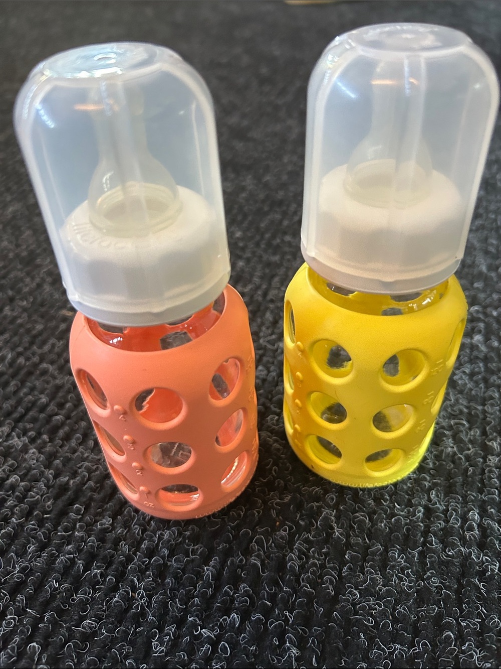Silicone Sleeve Baby Bottle Set - Yellow & Coral
